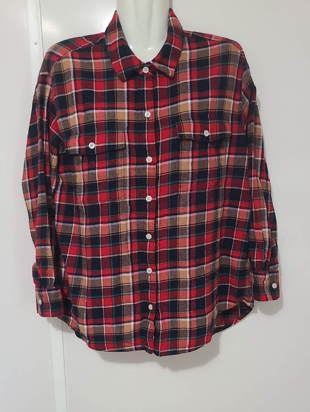 Old Navy Women's Red Plaid Button-Down Shirt